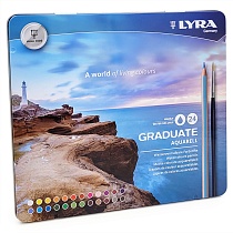 Набор карандашей цветных акварельных Lyra, шестигранные, 3.3 мм, 24 цвета