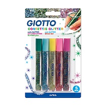 Клей-карандаш Giotto Glitter Glue Confettis, для аппликаций, 10.5 мл, 5 цветов