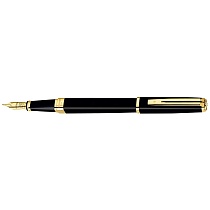 Ручка перьевая Waterman Exception Slim Black Lacquer GT, толщина линии F, перо: золото 18К