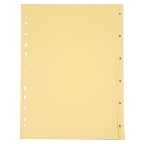 Разделитель листов А4 бумажный цифровой Quantus, 1-6, 100 г, 6 листов
