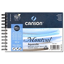 Альбом для акварели Canson Montval, среднее зерно, на пружине, 300 гр/м2, 12 листов