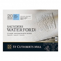 Бумага ST Cuthberts Mill Saunders Waterford для акварели, 20 листов, 410 x 310 мм, 300 г/м2, белый