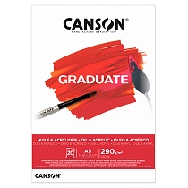 Альбом для масла и акрила Canson Graduate, среднее зерно, склеенный, 290 гр/м2, 20 листов