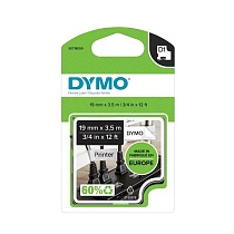 Картридж с нейлоновой лентой D1 для принтеров Dymo Label Manager, черный шрифт, 3.5 м x 19 мм