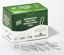 Скрепки оцинкованные Durable, 26 мм, 1000 штук, картонная упаковка