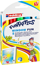 Набор детских фломастеров для окон edding 16 Funtastics, 2-6 мм, 5 цветов