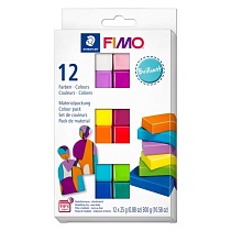 Набор глины полимерной для лепки Fimo Soft Бриллиантовые цвета, запекаемая, 12 цветов