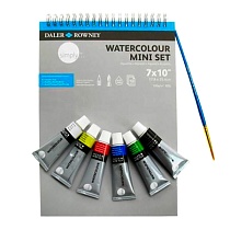 Набор для рисования акварелью с блокнотом Daler Rowney Simply, мини, 12 мл, 6 цветов