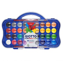 Набор красок акварельных Giotto Colour Blocks Mini, сухие, в таблетках, 2 кисти, 36 цветов