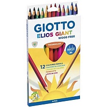 Набор карандашей цветных Giotto Elios Giant, пластиковые, трехгранные, 12 цветов