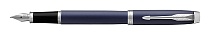 Ручка перьевая Parker IM Metal Matte Blue CT, толщина линии F, хром
