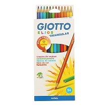 Набор карандашей цветных Giotto Elios Triangular, пластиковые, трехгранные, 3,3 мм, 24 цвета