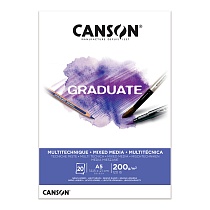 Альбом Canson Graduate Mix Media, мелкое зерно, склеенный, 200 гр/м2, 20 белых листов