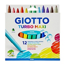 Набор фломастеров цветных Giotto Turbo Maxi, утолщенные, на водной основе, 12 цветов