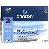 Альбом для акварели Canson Montval, среднее зерно, на пружине, 300 гр/м2, 12 листов