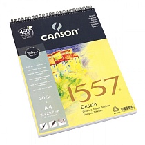 Альбом для графики Canson 1557, мелкое зерно, на пружине, 180 гр/м2, 30 листов