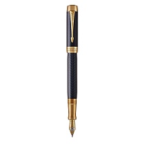 Ручка перьевая Parker Duofold Prest Centennial Blue Chevron GT, толщина линии M, золото 18К