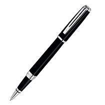 Ручка-роллер Waterman Exception Slim Black Lacquer ST, толщина линии F, посеребрение