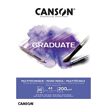 Альбом Canson Graduate Mix Media, мелкое зерно, склеенный, 200 гр/м2, 20 белых листов