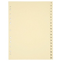 Разделитель листов А4 картонный цифровой Quantus, 1-20, 190 г, 20 листов