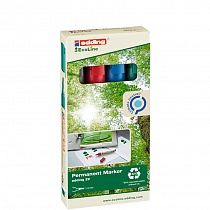 Набор маркеров перманентных edding 22 EcoLine, скошенный наконечник,1-5 мм,4 цвета,картонная коробка