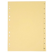 Разделитель листов А4 бумажный цифровой Quantus, 1-10, 100 г, 10 листов