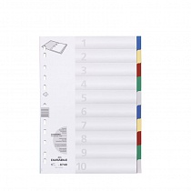 Разделитель разноцветный Durable, А4, на 10 разделов, перфорация, пластик