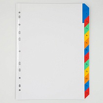 Разделитель листов А4 картонный цифровой Quantus Люкс, цветные табуляторы, 1-12, 190 г, 12 листов