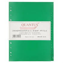 Разделитель листов А4 пластиковый цветной алфавитный Quantus, А-Я, 120 мкм, 24 листа