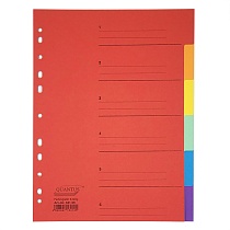 Разделитель листов А4 картонный цветной Quantus, 6 разделов, 180 г, 6 листов